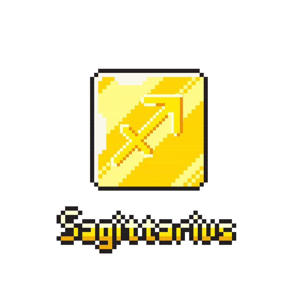 sagittarius gold token in pixel art style vector
