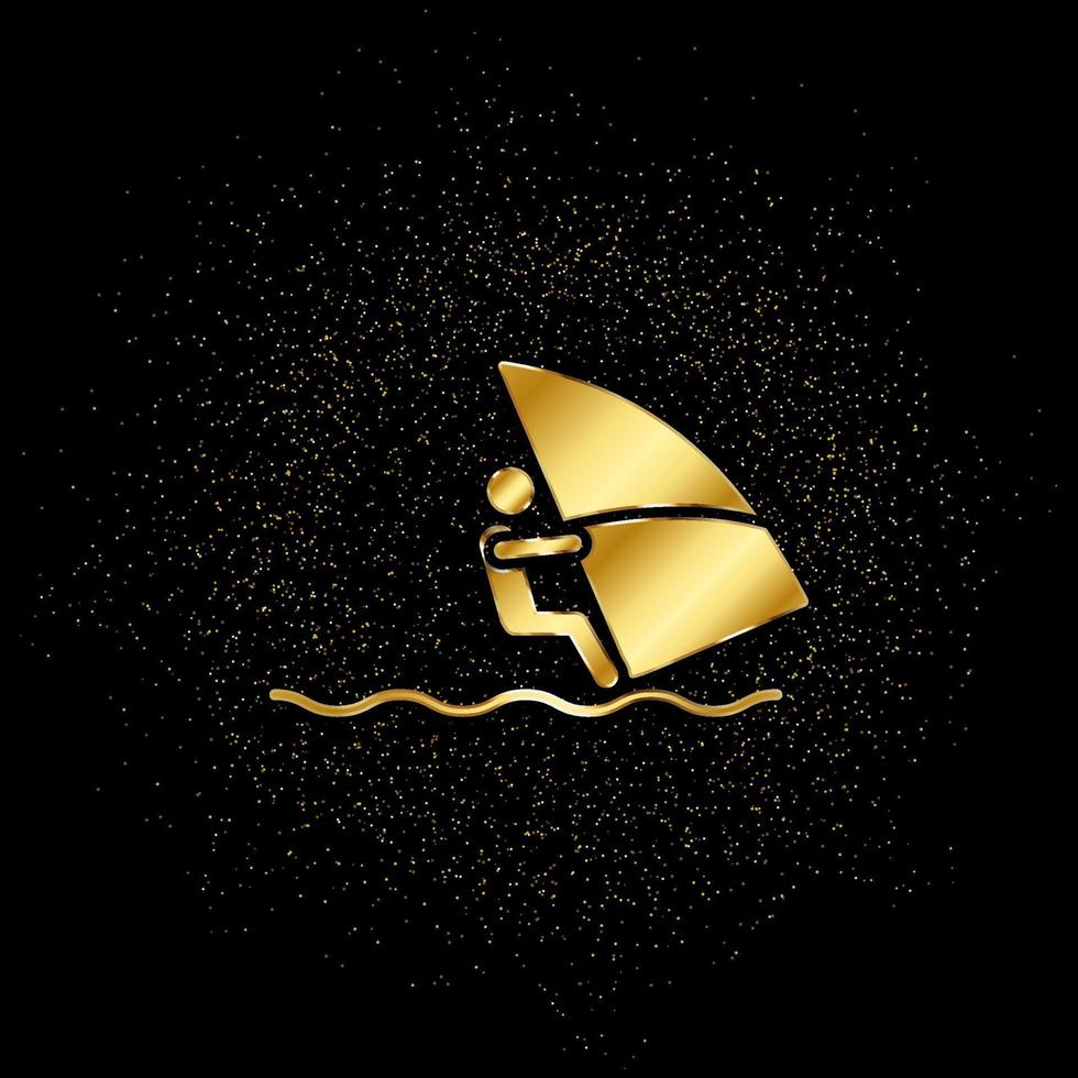 Windsurf sea gold, icon. Vector illustration of golden particle on gold vector background