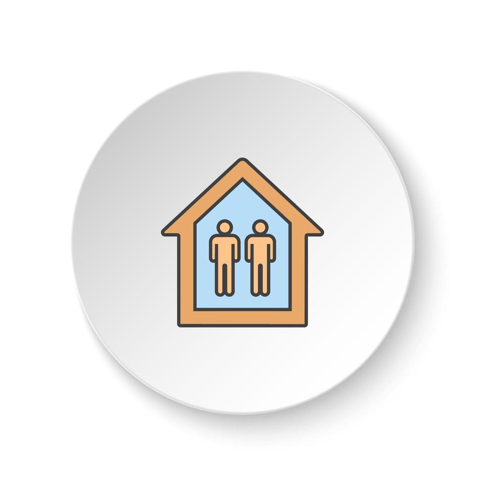 Round button for web icon, Mans in a house. Button banner round, badge interface for application illustration on white background vector