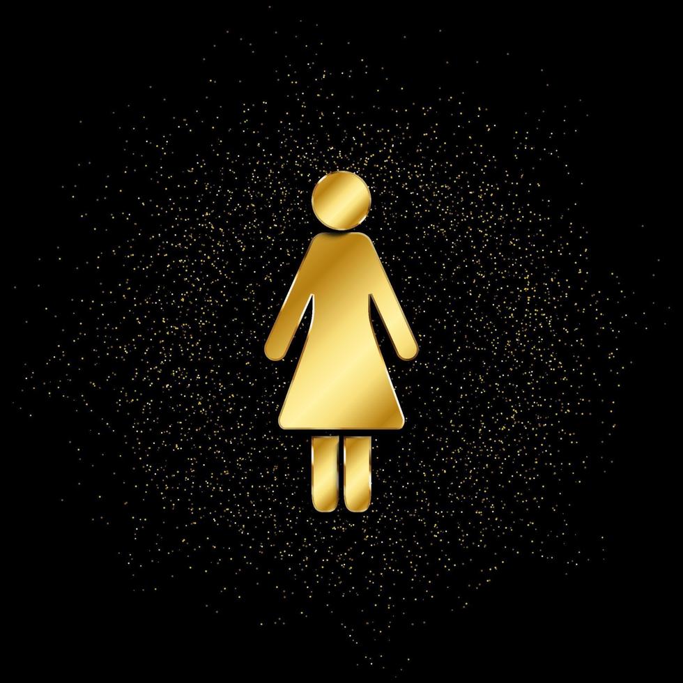 Woman gold, icon. Vector illustration of golden particle on gold vector background