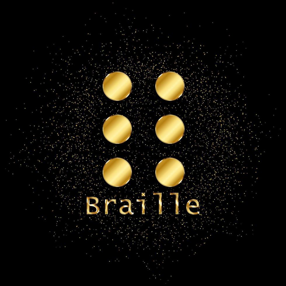 Braille gold, icon. Vector illustration of golden particle on gold vector background