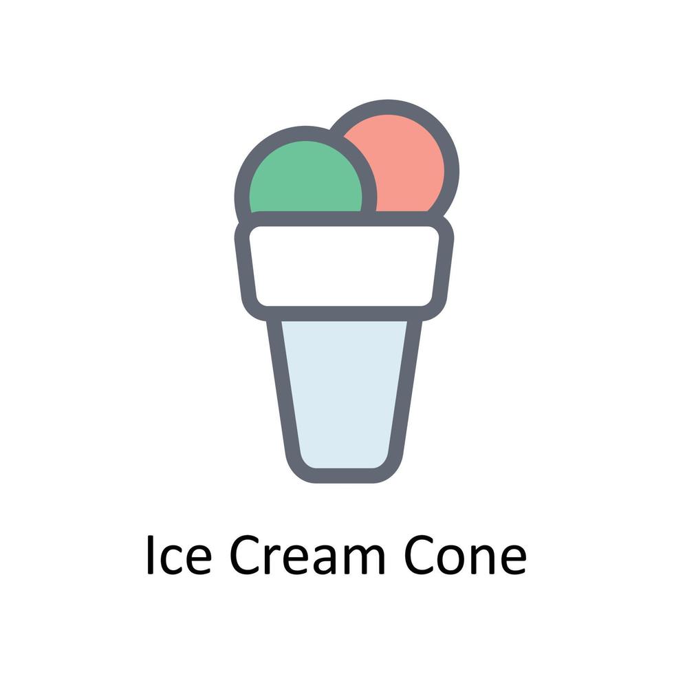 Ice Cream Cone  Vector Fill Outline Icons. Simple stock illustration stock