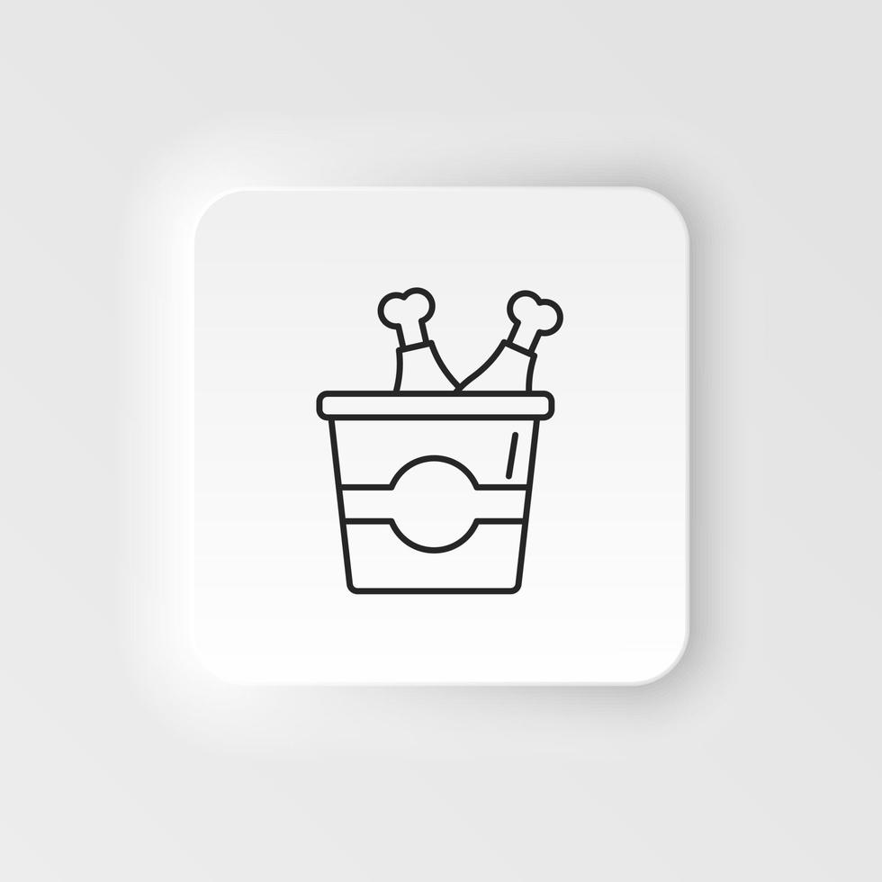 Neumorphic style food and drink vector icon. flat icon fried chicken in the box on neumorphism white background
