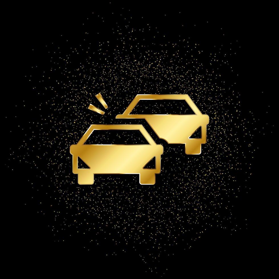 auto, coche colisión oro, icono. vector ilustración de dorado partícula antecedentes . vector oro antecedentes