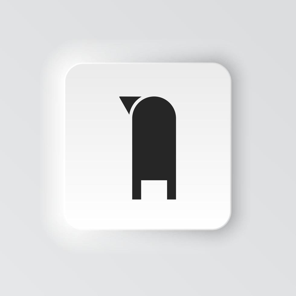 rectángulo botón icono buzón. botón bandera rectángulo Insignia interfaz para solicitud ilustración en neomórfico estilo en blanco antecedentes vector