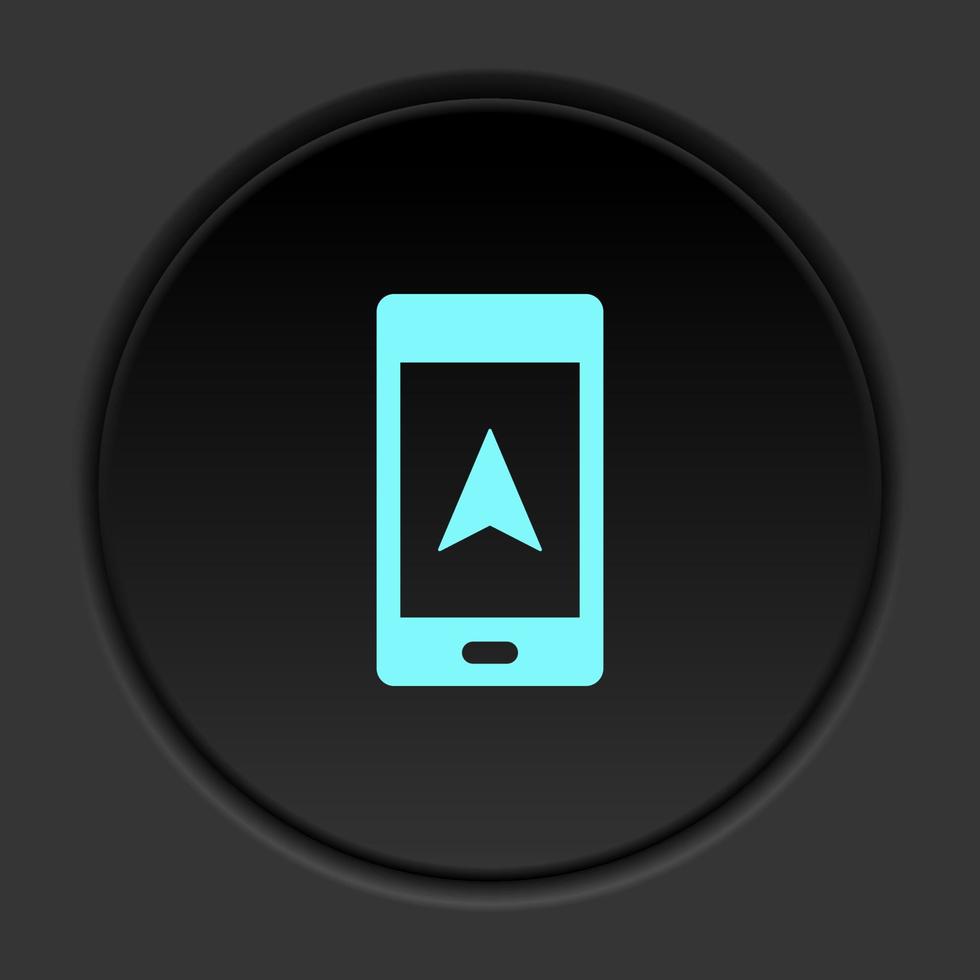 Dark button icon phone cursor. Button banner round badge interface for application illustration on darken background vector