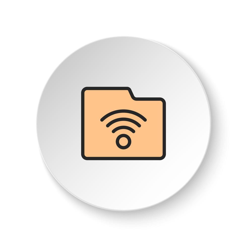 Round button for web icon, folder, storage, wireless. Button banner round, badge interface for application illustration on white background vector