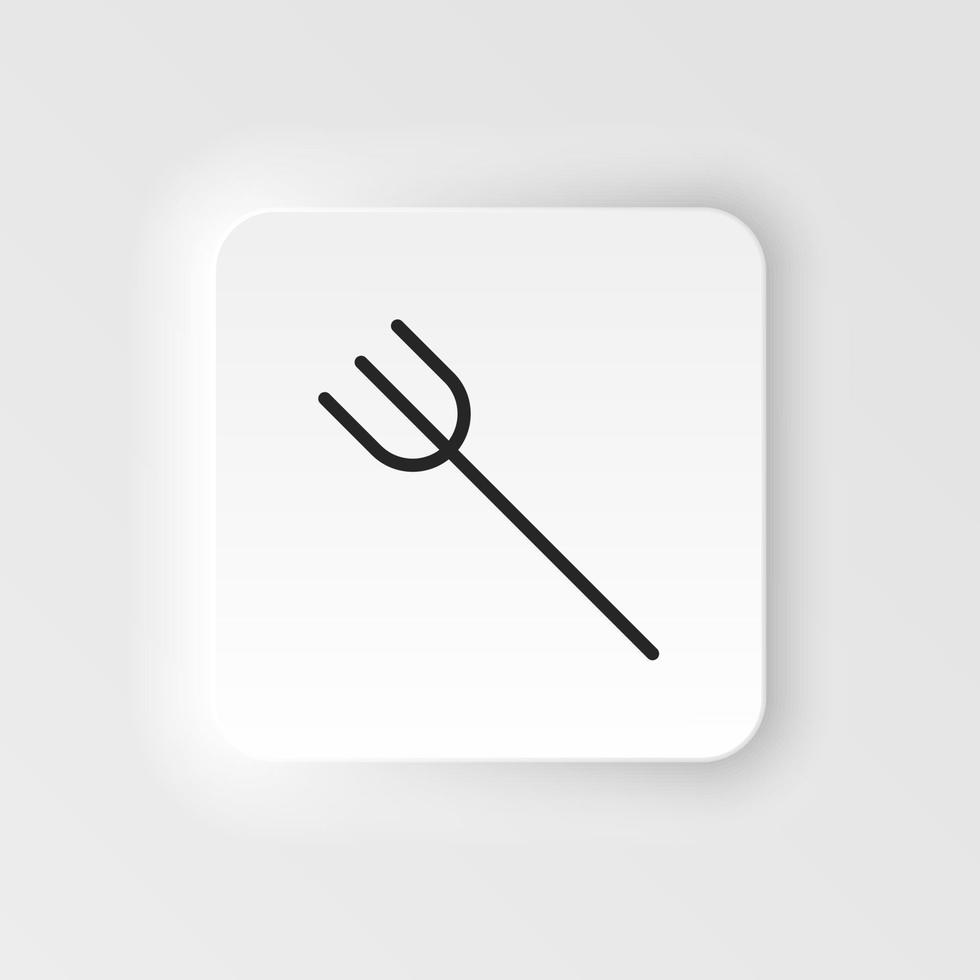 Fork, garden, pitchfork vector icon. Element of design tool for mobile concept and web apps vector. Thin neumorphic style vector icon for website design on neumorphism white background
