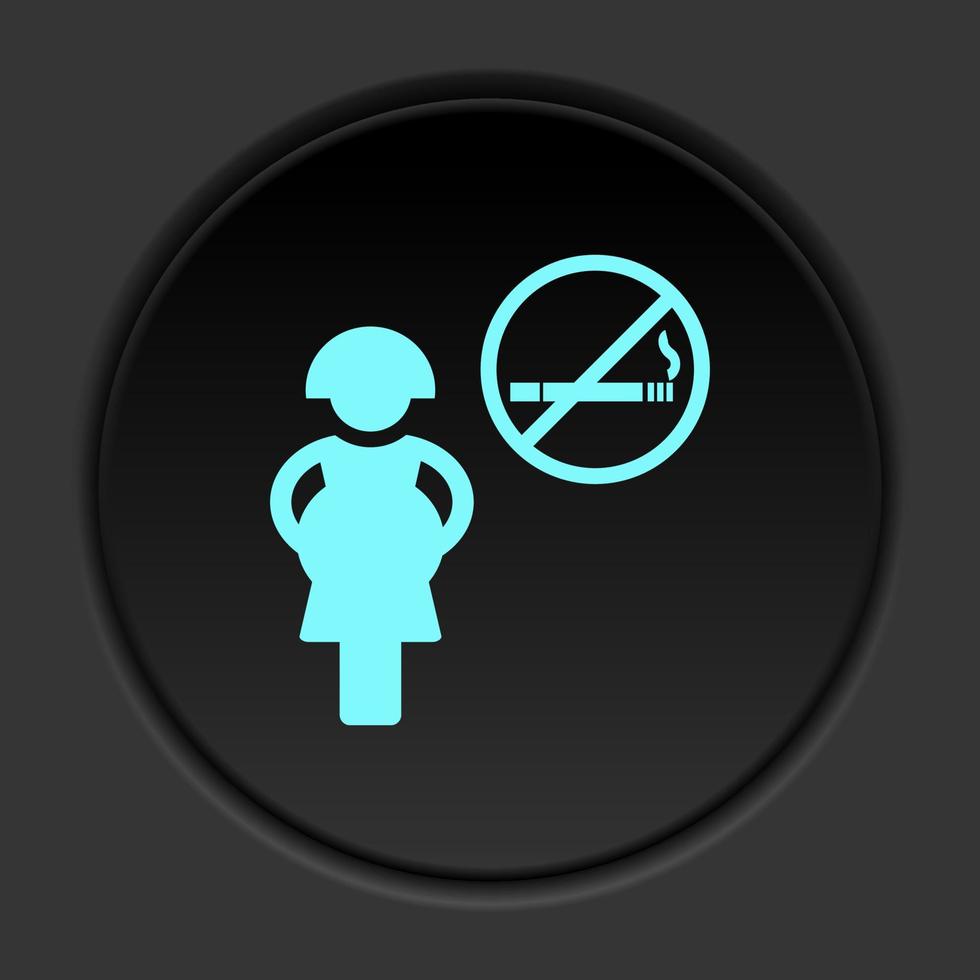 Dark button icon Pregnant forbidden smoking. Button banner round badge interface for application illustration on darken background vector