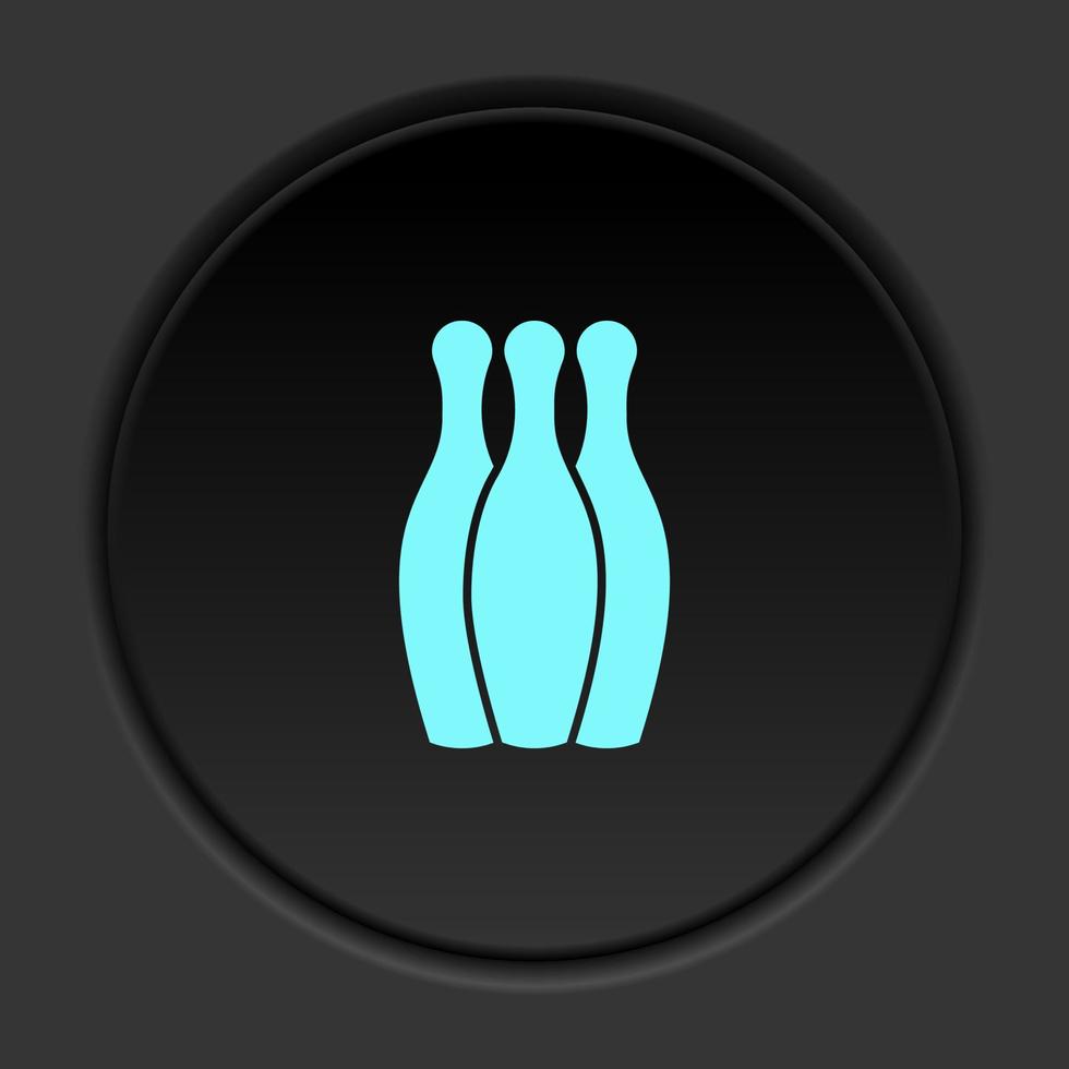 Round button icon Bowling. Button banner round badge interface for application illustration on dark background vector