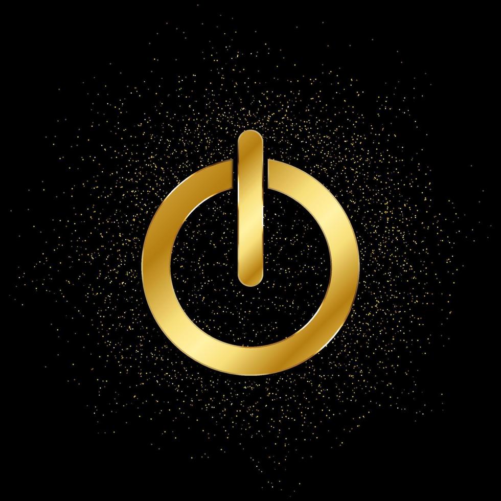 Power button gold, icon. Vector illustration of golden particle on gold vector background