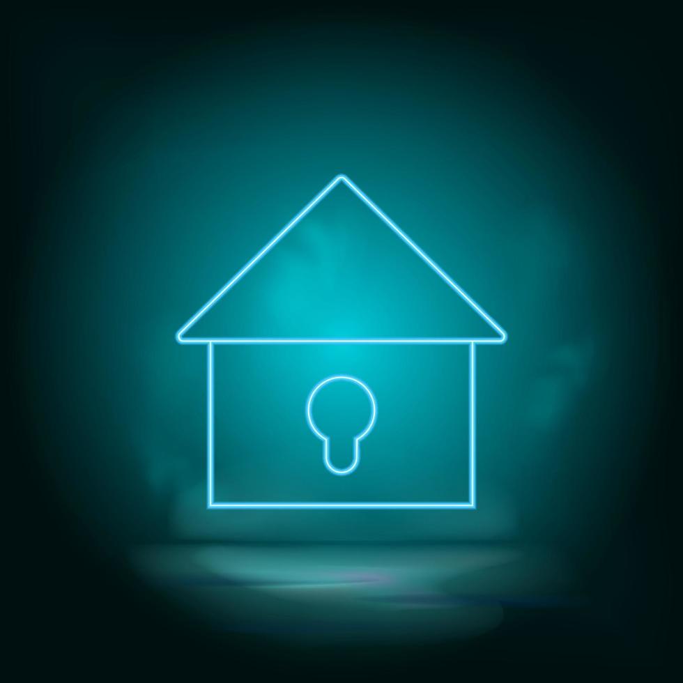 Locked house blue neon vector icon. Simple element illustration from map and navigation concept. Locked house blue neon vector icon. Real estate concept vector illustration. on white background