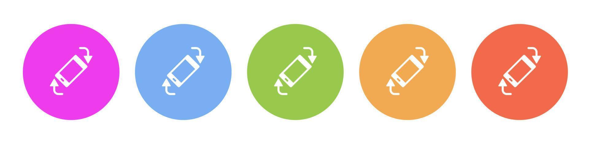 Multi colored icon phone rotate arrows. Button banner round badge interface for application illustration on white background vector
