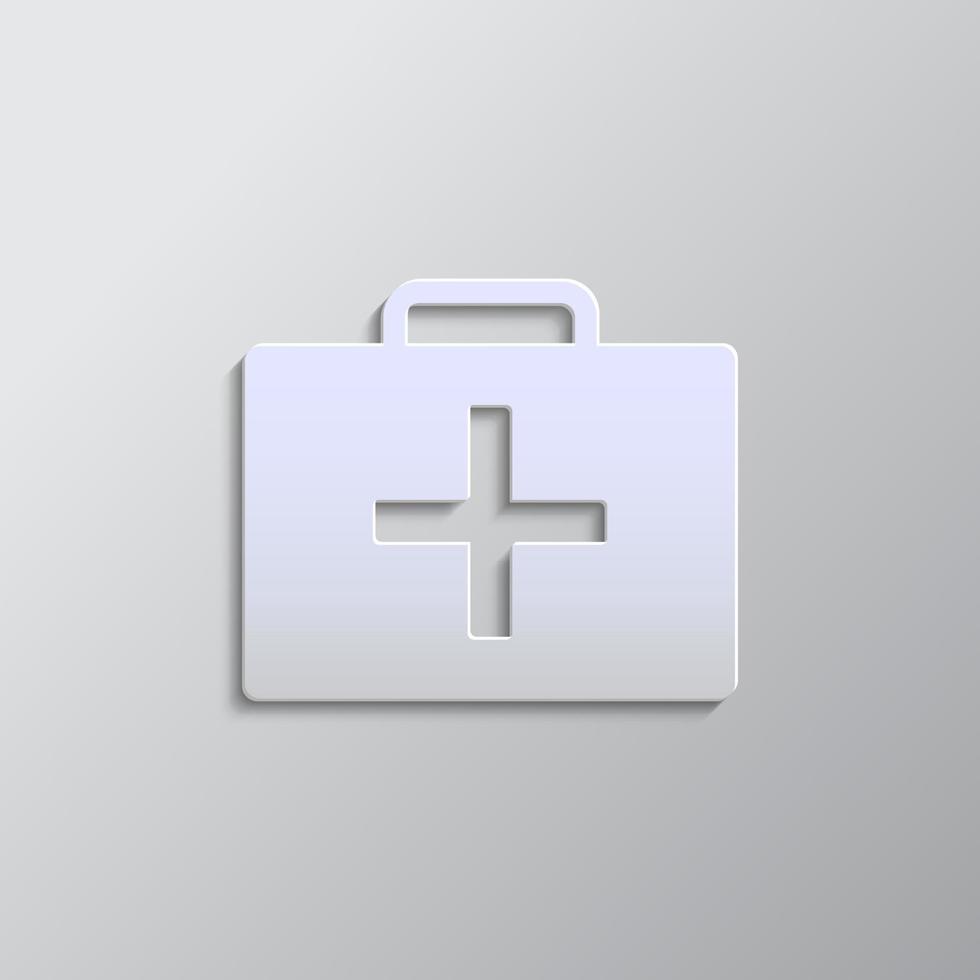 aid, first, bag paper style icon. Grey color vector background- Paper style vector icon.