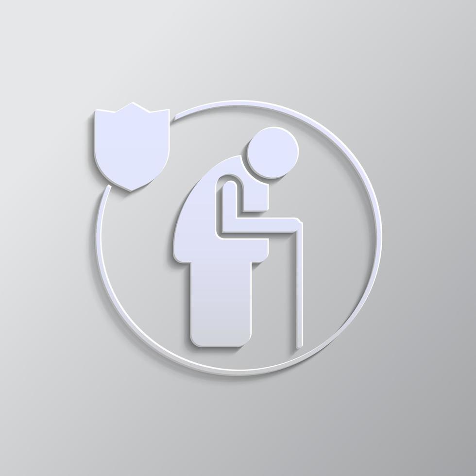 human, insurance, health, icon, vector, insurable, fuse paper style. Grey color vector background- Paper style vector icon. on white background