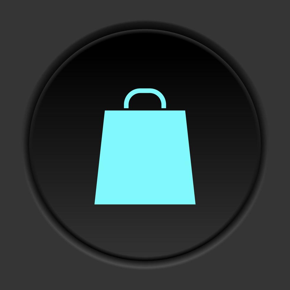 redondo botón icono bolso para yendo compras. botón bandera redondo Insignia interfaz para solicitud ilustración en oscuro antecedentes vector