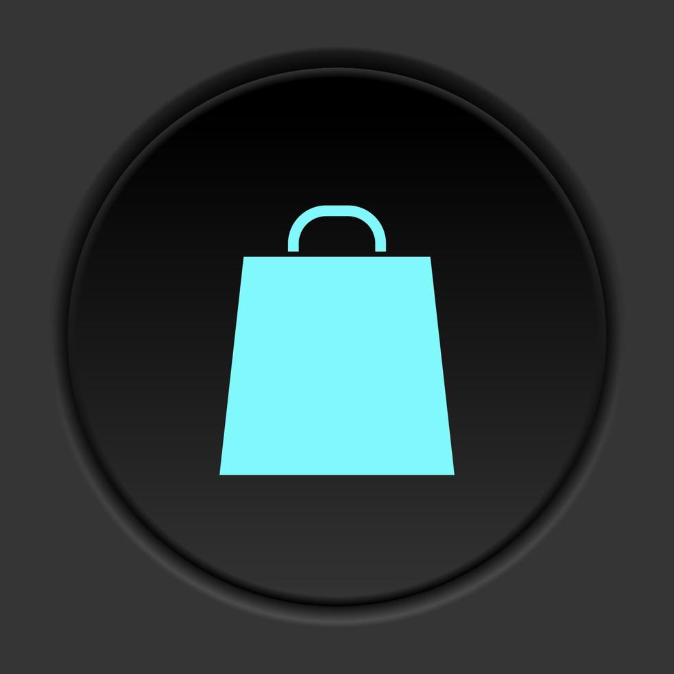 Round button icon Bag for going shopping. Button banner round badge interface for application illustration on dark background vector