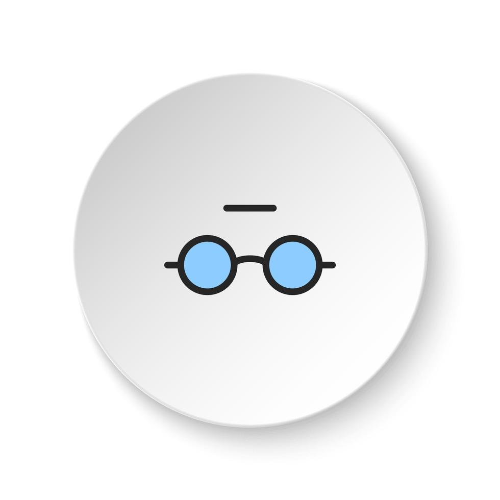 Round button for web icon, glasses, mark, unread. Button banner round, badge interface for application illustration on white background vector