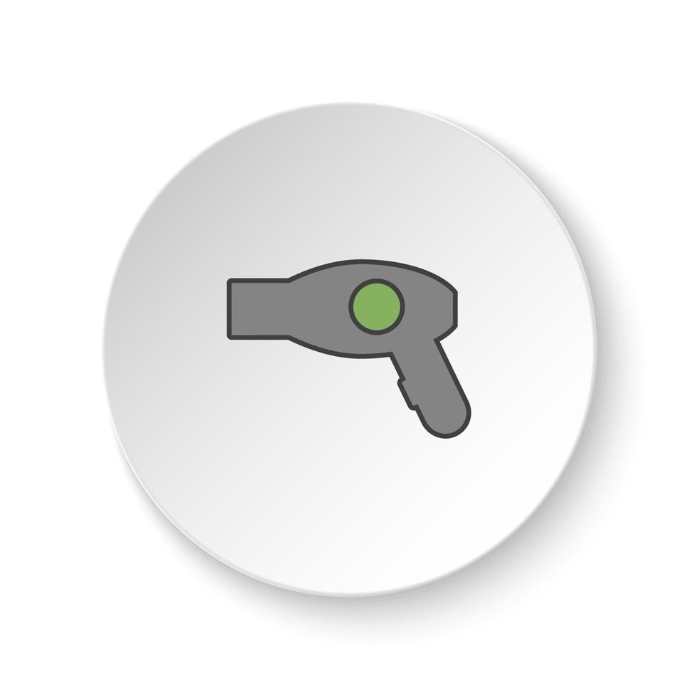 redondo botón para web icono, pelo secadora. botón bandera redondo, Insignia interfaz para solicitud ilustración en blanco antecedentes vector
