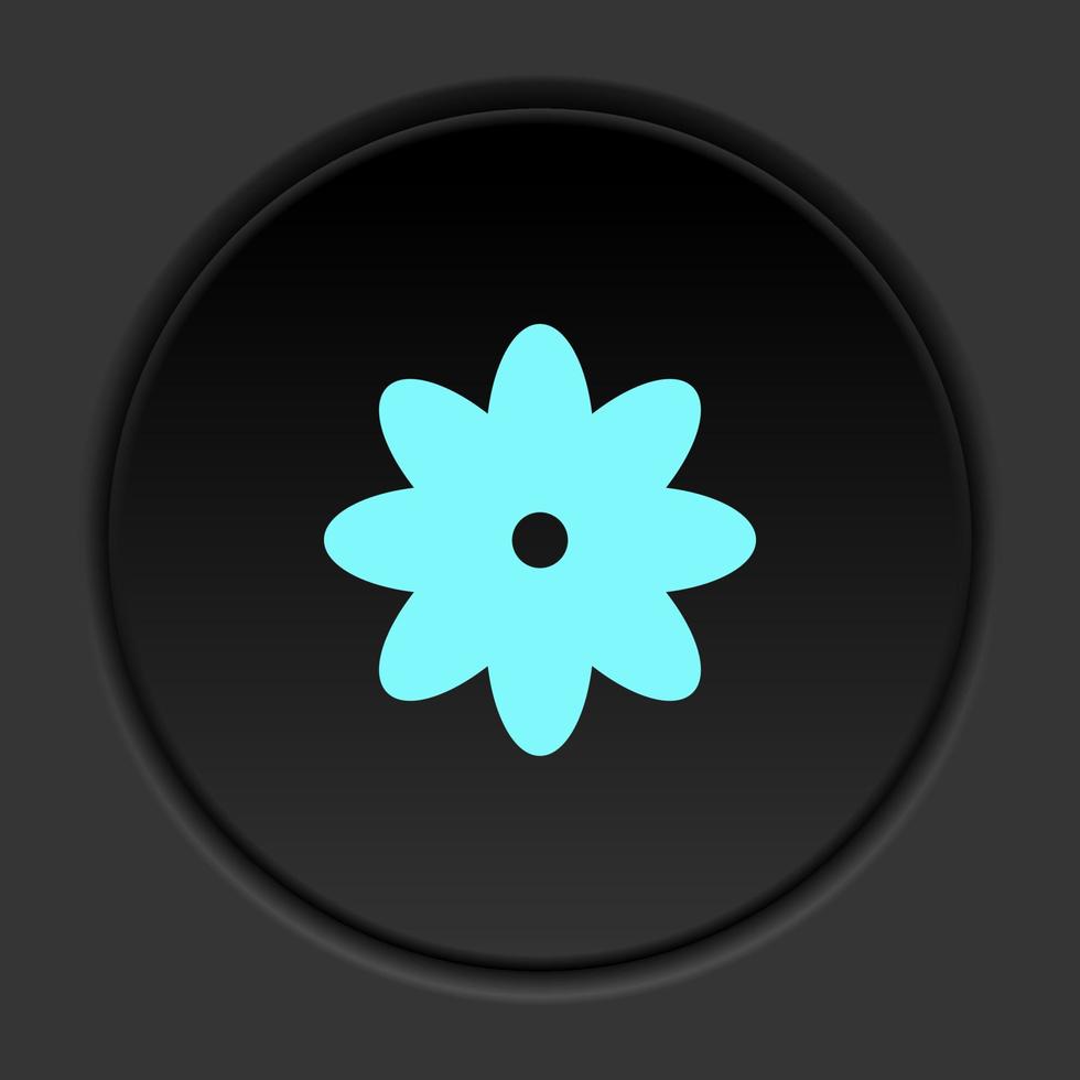 Round button icon Flower. Button banner round badge interface for application illustration on dark background vector