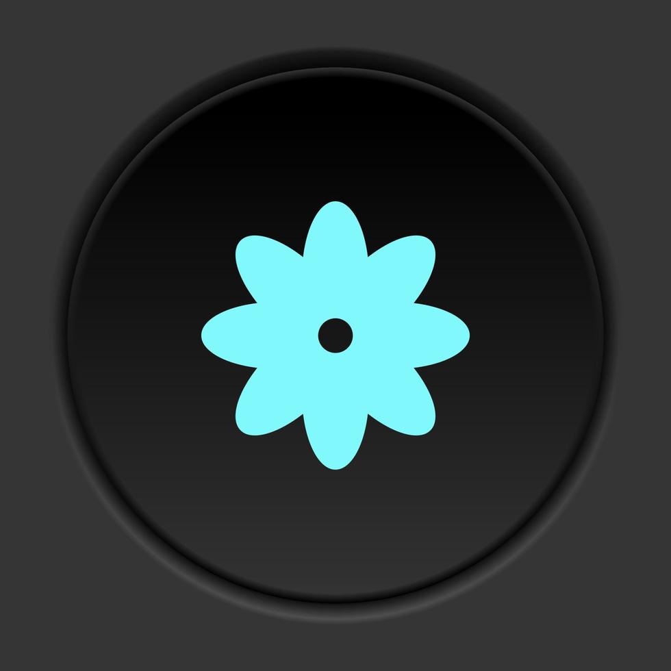 Round button icon Flower. Button banner round badge interface for application illustration on dark background vector