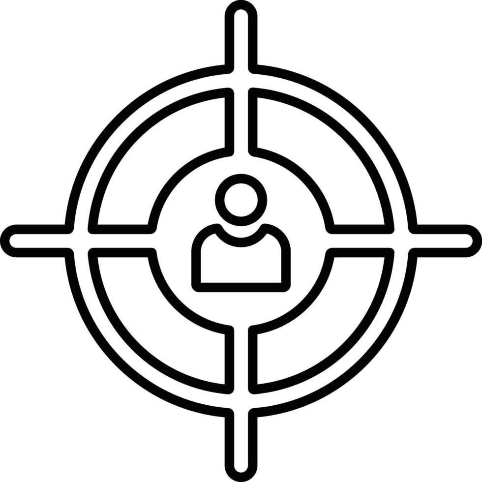 Line vector icon aiming, customer target. Outline vector icon on white background