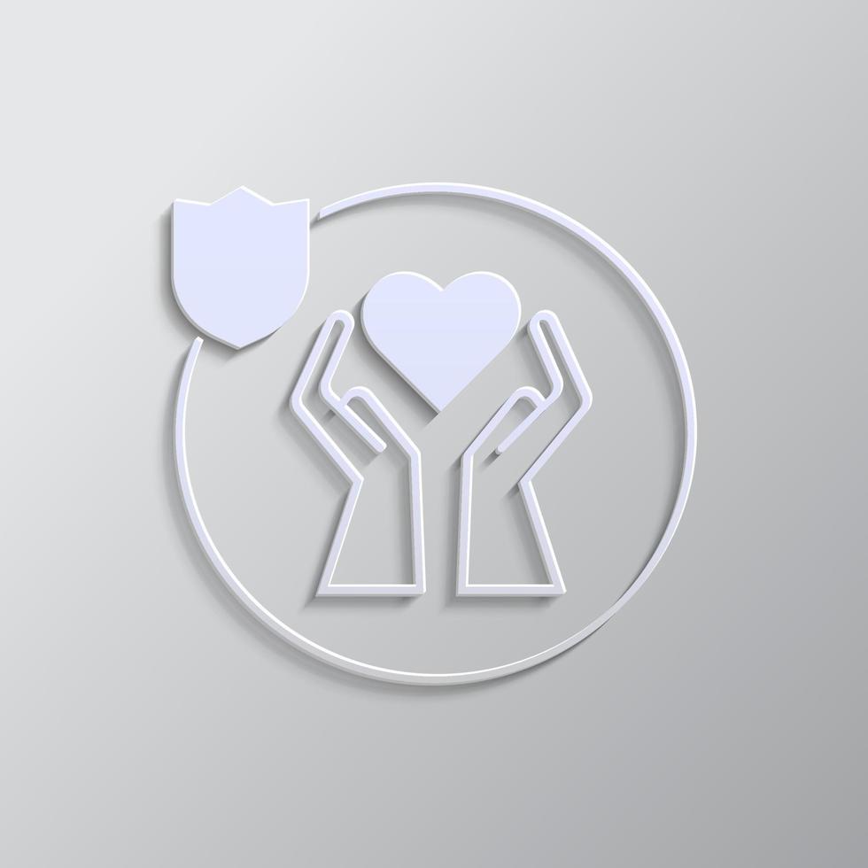 human, insurance, health, heart, icon, vector, insurable, fuse paper style. Grey color vector background- Paper style vector icon. on white background