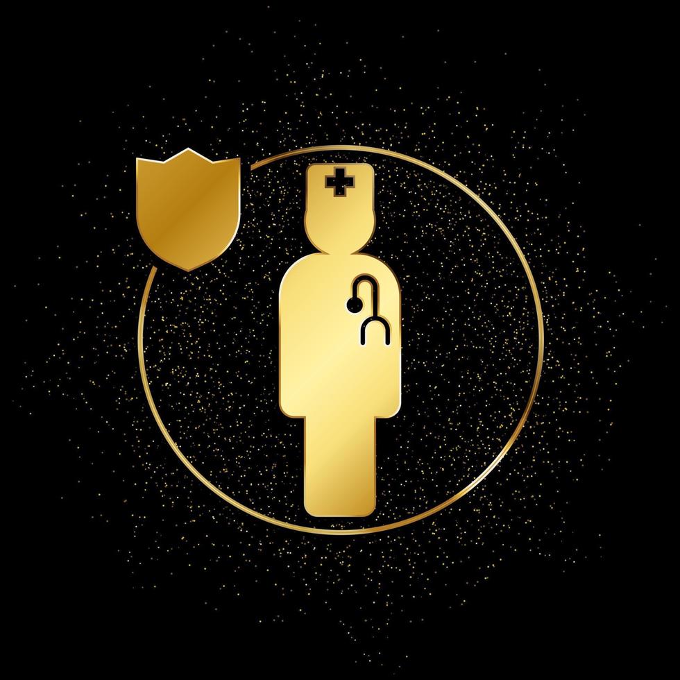 human, insurance, health gold icon. Vector illustration of golden particle background. Gold vector icon