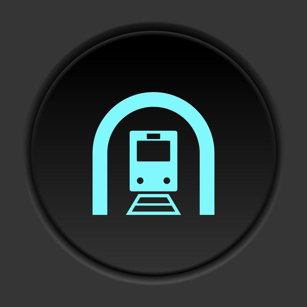 Round button icon Train tunnel. Button banner round badge interface for application illustration on dark background vector