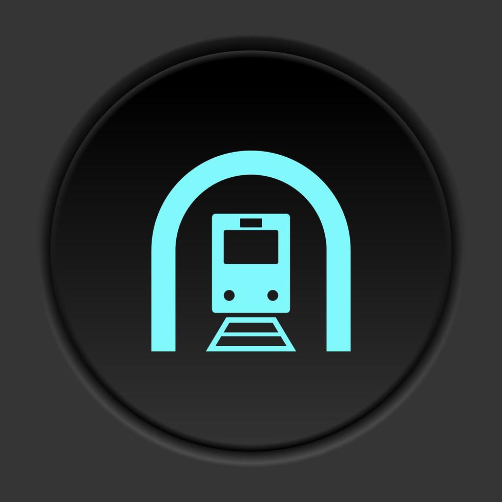 Round button icon Train tunnel. Button banner round badge interface for application illustration on dark background vector