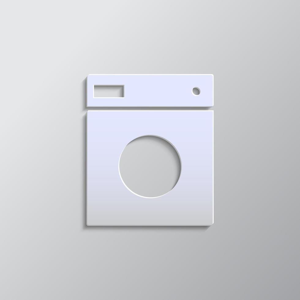 Washer paper style, icon. Grey color vector background- Paper style vector icon.