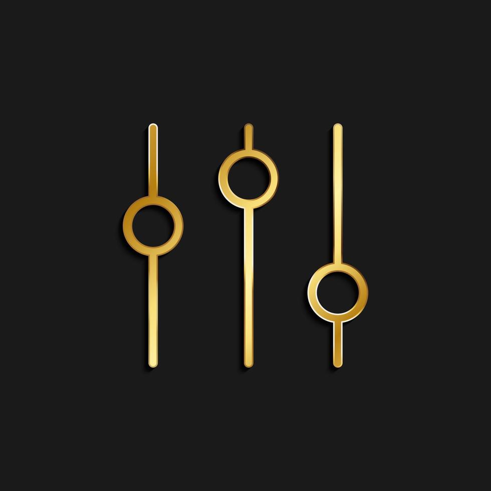 melodía, control, ajuste oro icono. vector ilustración de dorado icono en oscuro antecedentes
