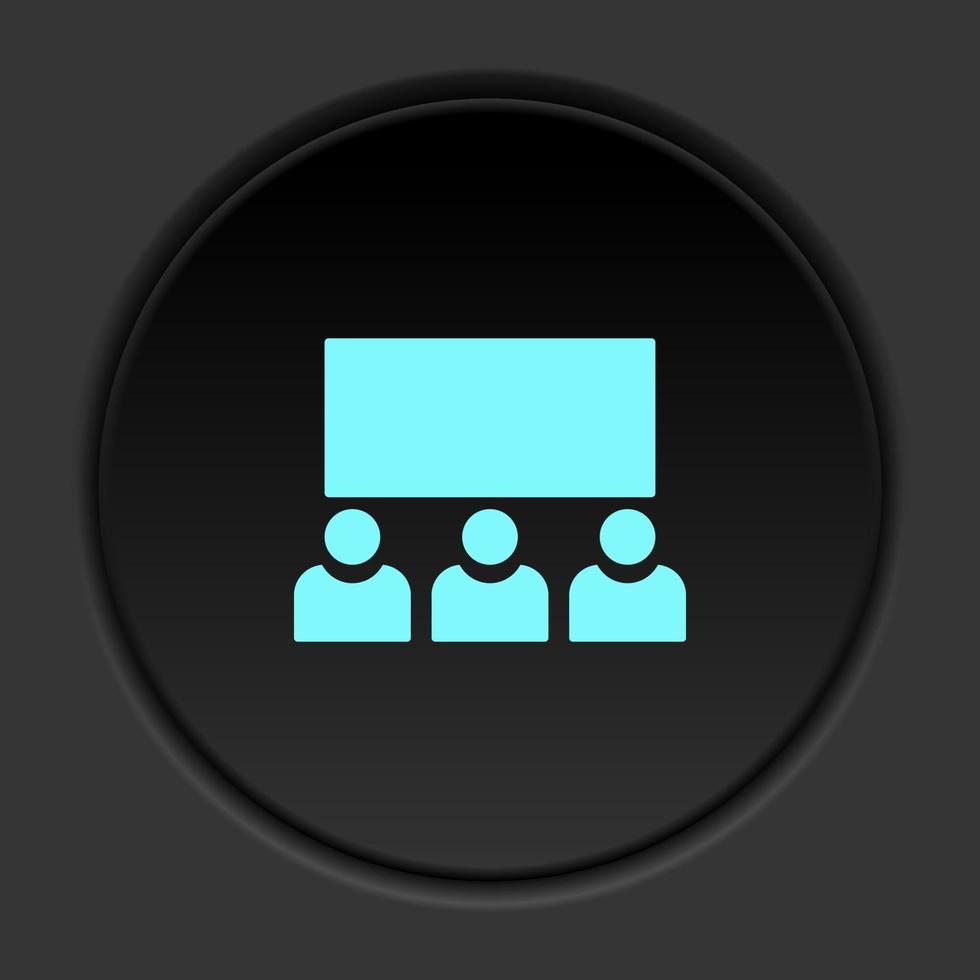 Round button icon, cinema, avatars, users. Button banner round, badge interface for application illustration on dark background vector
