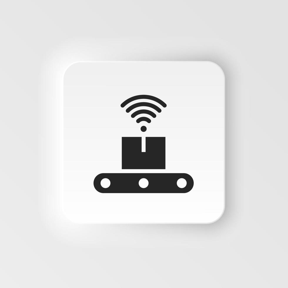 Mass production, conveyor man neumorphic style vector icon. Simple element illustration from UI concept. Mass production, conveyor man neumorphic style vector icon. Infographic concept on white