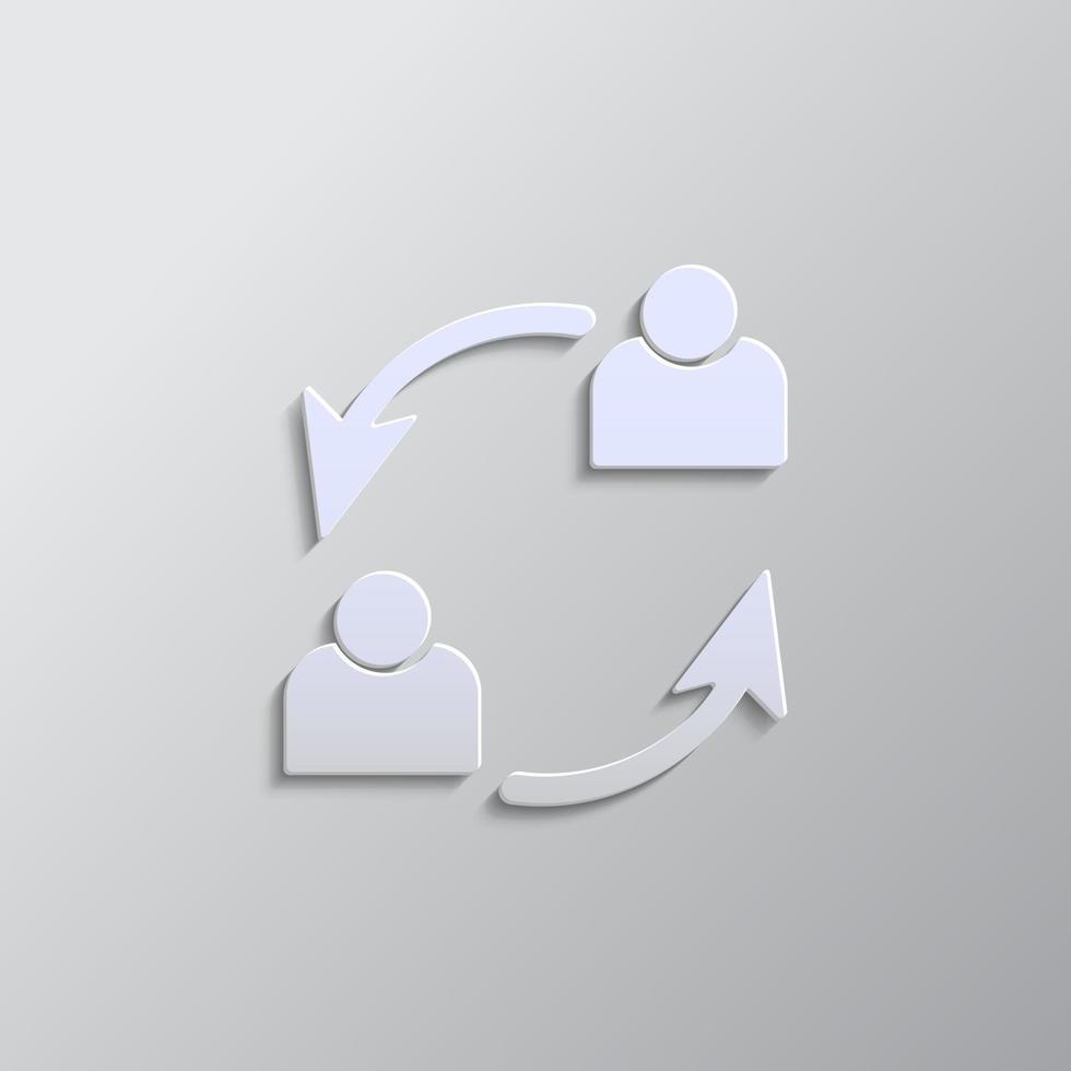 users, avatars, refresh paper style, icon. Grey color vector background- Paper style vector icon.