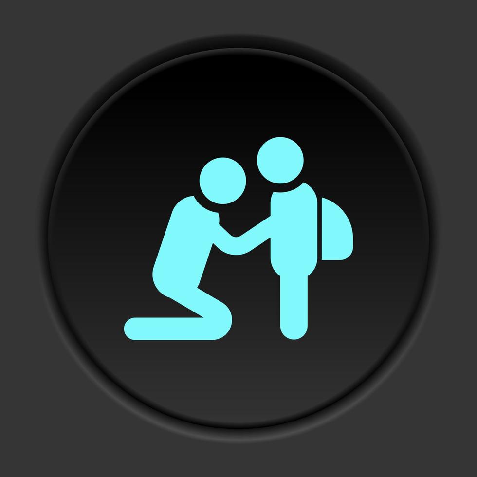 Dark button icon Father baby back to school. Button banner round badge interface for application illustration on darken background vector
