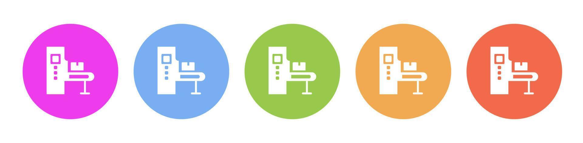 Multi colored icon Mass production conveyor. Button banner round badge interface for application illustration on white background vector