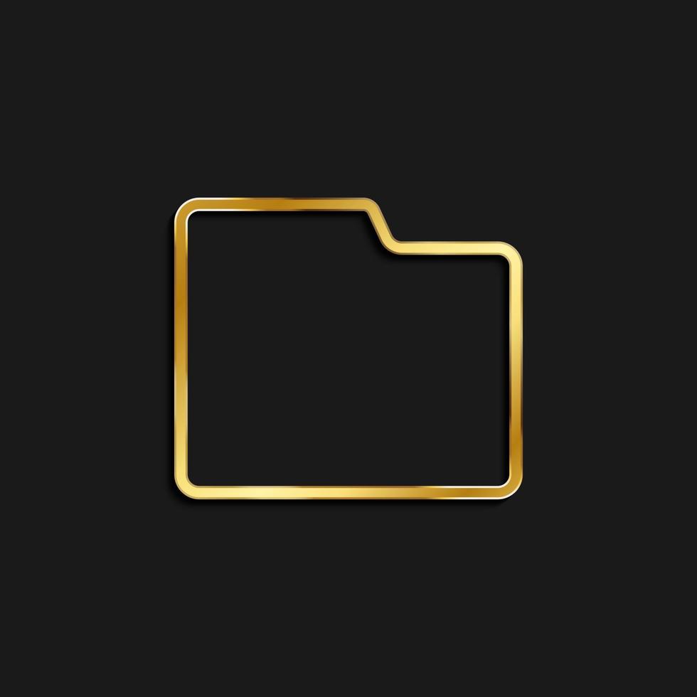 folder gold icon. Vector illustration of golden icon on dark background