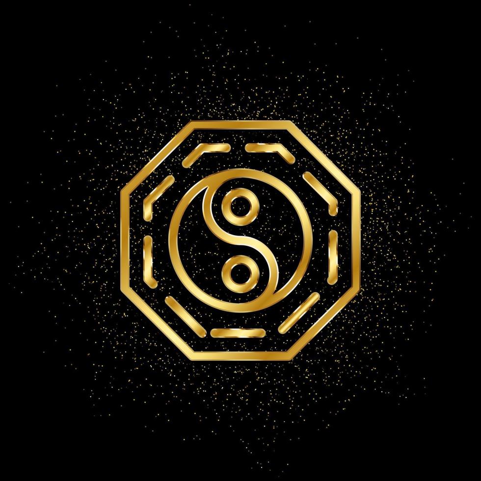 Yin yang gold icon. Vector illustration of golden particle background.. Spiritual concept vector illustration .