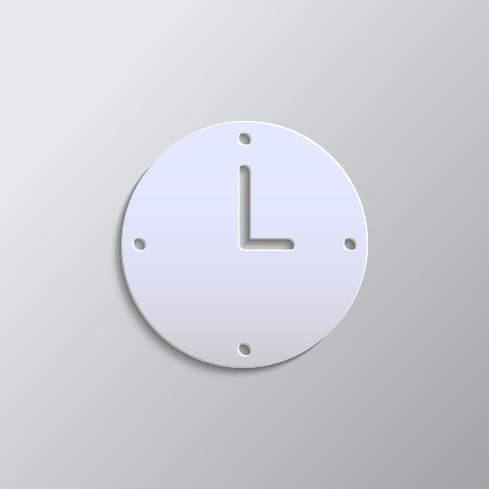 clock, hour paper style, icon. Grey color vector background- Paper style vector icon.