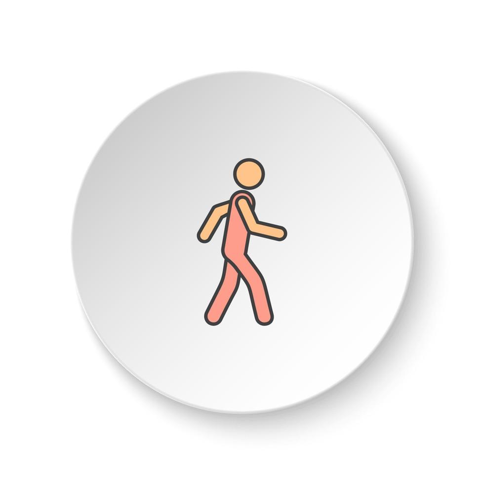 Round button for web icon, Man, walking. Button banner round, badge interface for application illustration on white background vector