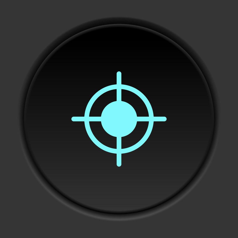 Round button icon, bullseye, dartboard. Button banner round, badge interface for application illustration on dark background vector