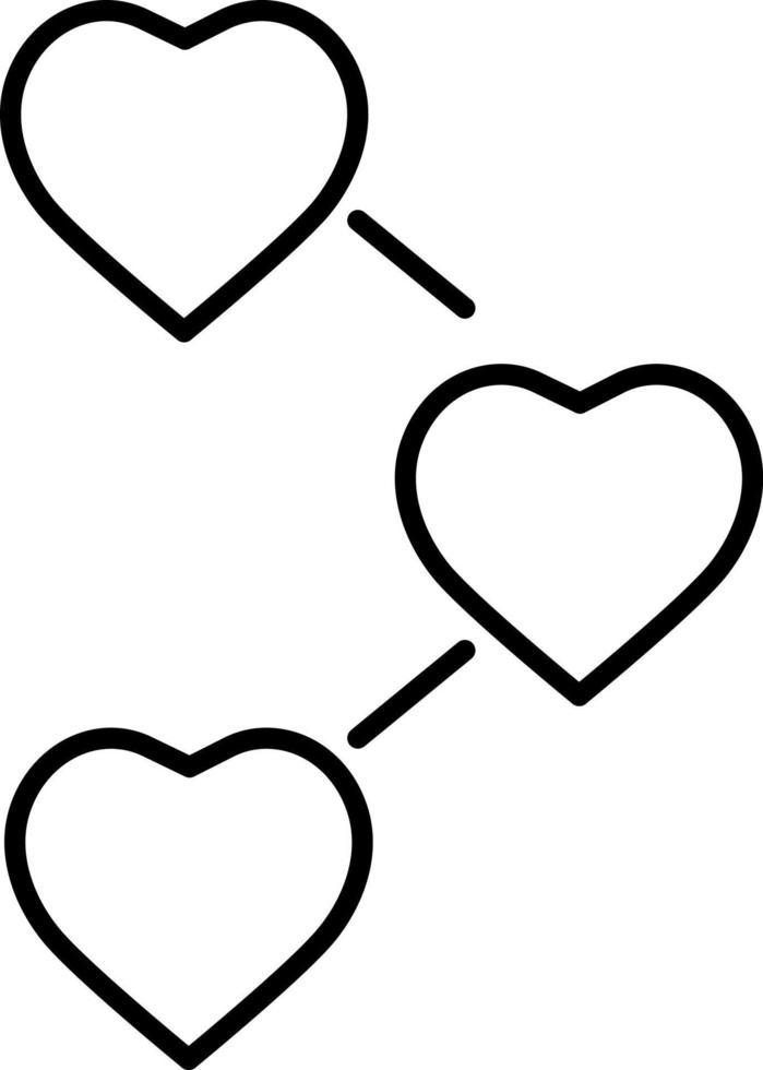 corazones, amar, Tres vector icono en transparente antecedentes. contorno corazones, amar, Tres vector icono