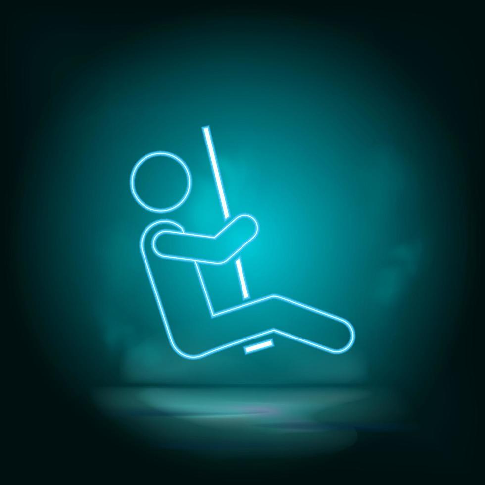 Swings, man blue neon vector icon. Simple element illustration from map and navigation concept. Swings, man blue neon vector icon. Real estate concept vector illustration. on white background