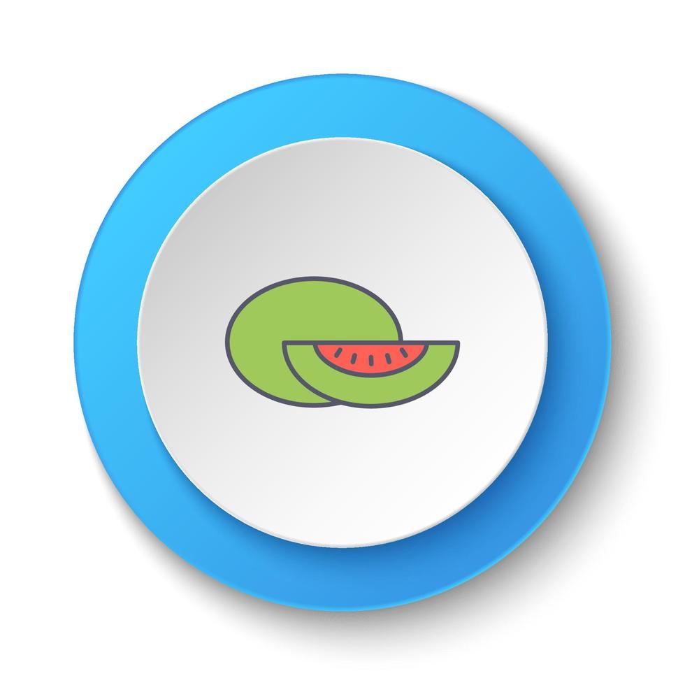 Round button for web icon, cantaloupe, fruit. Button banner round, badge interface for application illustration on white background vector