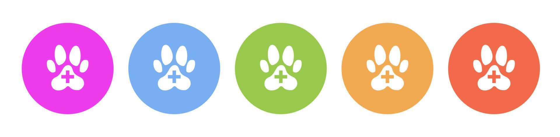 Multi colored flat icons on round backgrounds. Veterinarian multicolor circle vector icon on white background