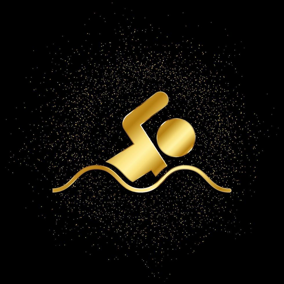 Swim, man gold, icon. Vector illustration of golden particle on gold vector background