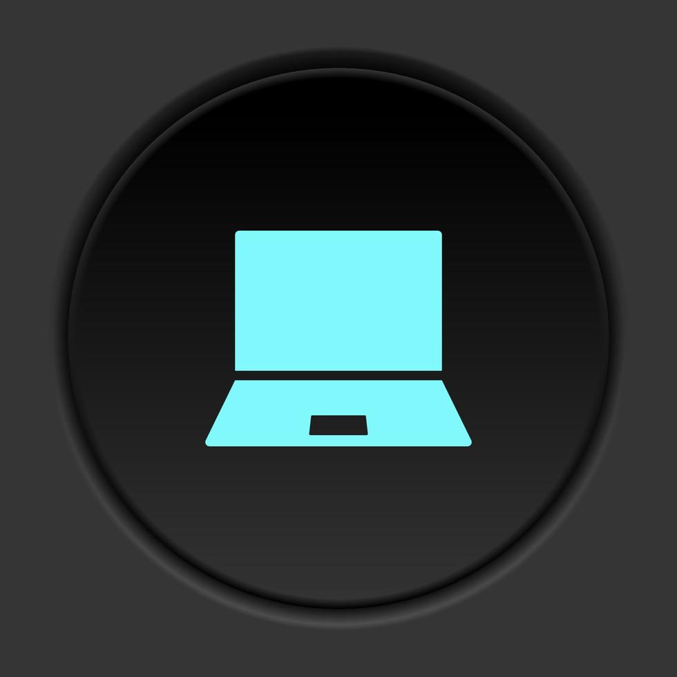 Round button icon, notebook. Button banner round, badge interface for application illustration on dark background vector