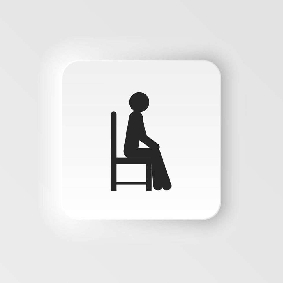 sit down neumorphic icon vector , sit down trendy filled neumorphic icons from People collection, sit down vector illustration. Sitting man neumorphic icon on white background
