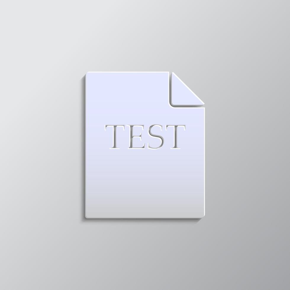 prueba, archivo papel estilo, icono. gris color vector fondo- papel estilo vector icono.